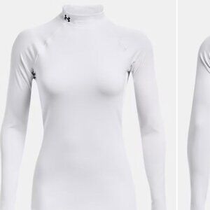 Womens Under Armour Cold Gear MockNeck Long Sleeve (White) - Size M